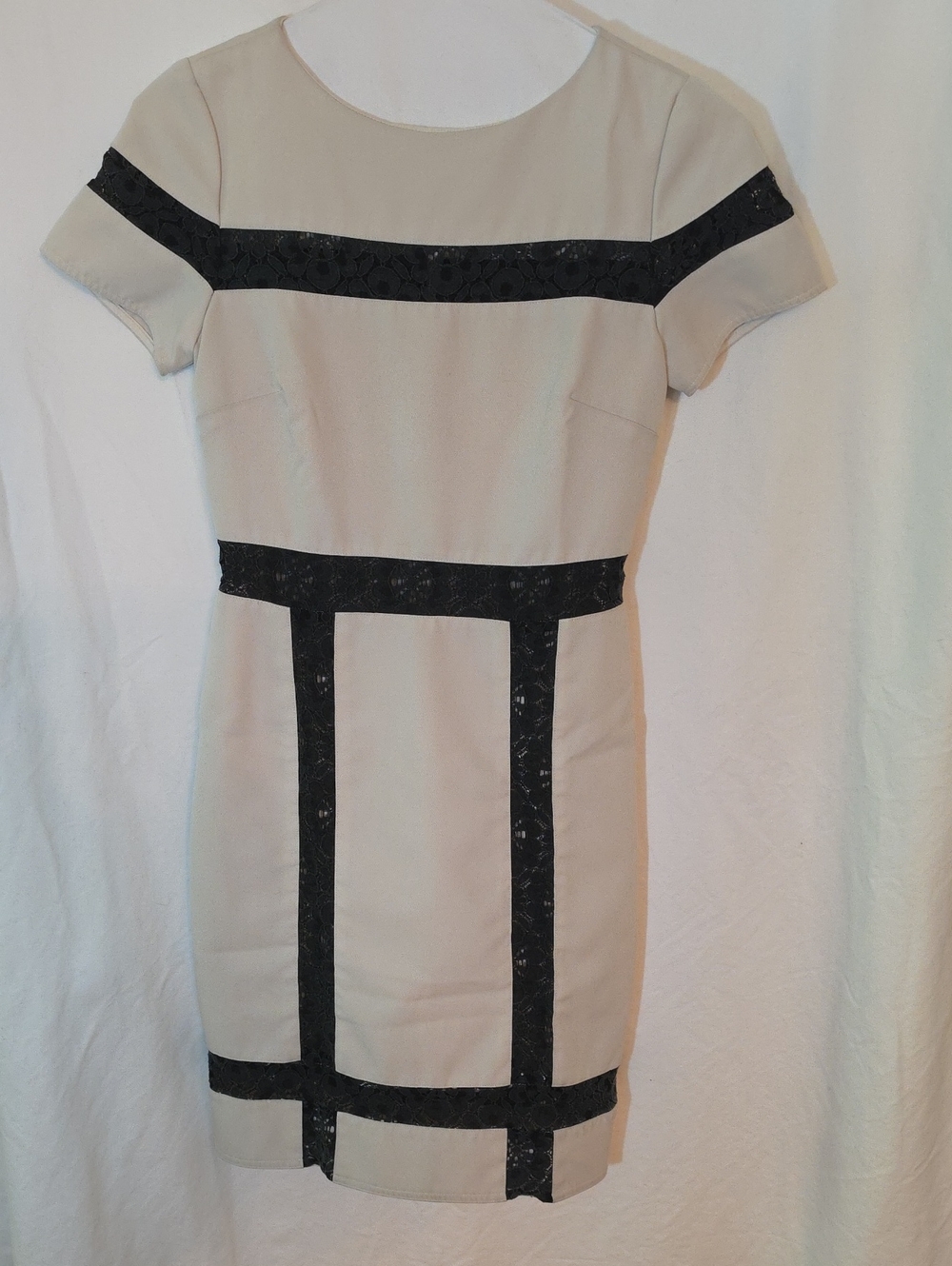Raoul Beige Mini Dress with Black Contrast Panels
